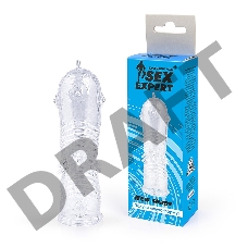 Прозрачная закрытая насадка на пенис с шипиками - 12,5 см.