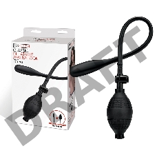 Черный надувной анальный шар с грушей-насосом