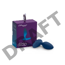 Синяя анальная пробка для ношения Ditto с вибрацией и пультом ДУ - 8,8 см.