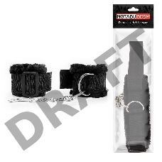 Черные наручники на регулируемых пряжках 