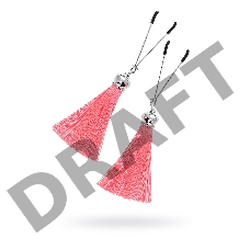 Зажимы на соски вилки с кисточками из шелка Pecado BDSM, металл, розовый