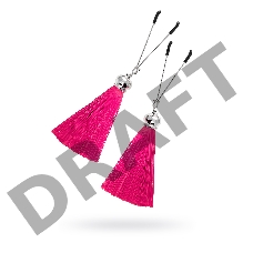 Зажимы на соски вилки с кисточками из шелка Pecado BDSM, металл, бордовый