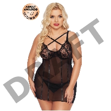 Ночная сорочка и стринги SoftLine Collection Cornelia, черный, XL