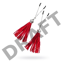 Зажимы на соски вилки с кисточками из замши  Pecado BDSM, металл, красный