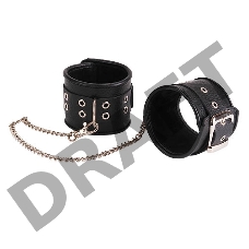Черные оковы из натуральной кожи с велюровой подкладой