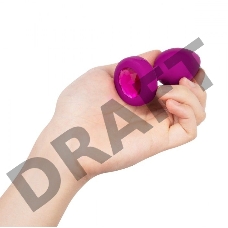 Ярко-розовая анальная вибровтулка с кристаллом Vibrating Jewel Plug S/M - 10 см.