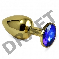 Анальная пробка золото с синим стразом 2,8 х 7,6 S 47004-MM