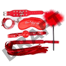 Набор красных БДСМ-аксессуаров из 5 предметов