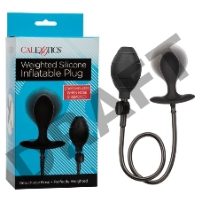 Черная расширяющаяся анальная пробка Weighted Silicone Inflatable Plug M