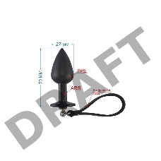 Черная анальная пробка с ремешком - 7 см.