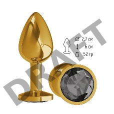 Анальная втулка Gold с черным кристаллом маленькая