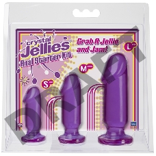 Анальные фаллоимитаторы в наборе 3 шт фиолетовые Crystal Jellies - Anal Starter Kit - Purple