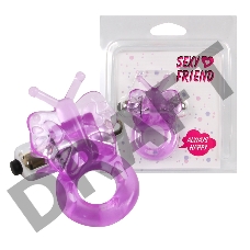 Фиолетовое эрекционное виброкольцо-бабочка