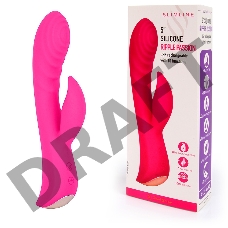 Ярко-розовый вибромассажер-кролик 5 Silicone Ripple Passion - 19,1 см.