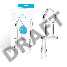 Прозрачный стеклянный анальный плаг с ручкой - 12 см.