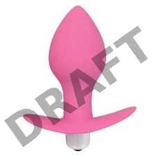 Розовая коническая анальная вибровтулка с ограничителем - 8 см.
