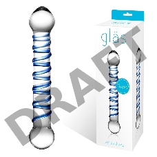 Прозрачный фаллос с голубой спиралью Spiral Dildo - 17 см.