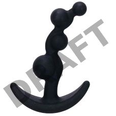 Чёрный анальный стимулятор с шариками Smiling Butt Plug - 8,9 см.