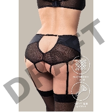 Эротические трусики-пояс для чулок Waname Elegance с высокой посадкой черные (50-52)