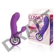 Фиолетовый вибромассажер COSMO с покрытым усиками клиторальным стимулятором