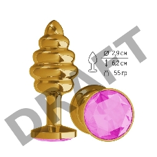 Анальная втулка Gold Spiral с розовым кристаллом маленькая