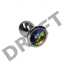 Анальная пробка из аллюминия c радужным кристаллом