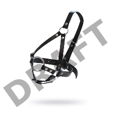 Кляп-рамка со сбруей на голову,кожа черная