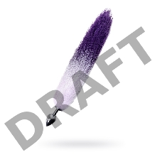 Анальная втулка Metal by TOYFA с бело-фиолетовым хвостом, металл, серебряная, 45 см, Ø 3,3 см