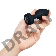 Черная анальная вибровтулка с кристаллом Vibrating Jewel Plug M/L - 10,5 см.