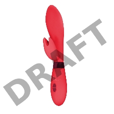 Красный вибратор Leyla с клиторальным отростком - 20,5 см.