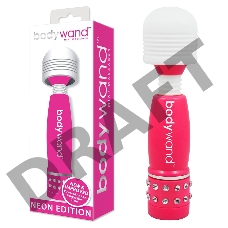 Розово-белый жезловый мини-вибратор с кристаллами Mini Massager Neon Edition