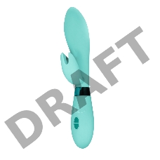 Мятный вибратор Leyla с клиторальным отростком - 20,5 см.