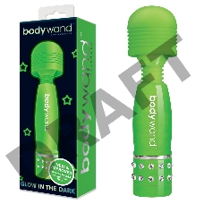 Светящийся в темноте жезловый мини-вибратор с кристаллами Mini Massager Glow In The Dark