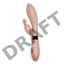 Бежевый вибратор Yonce с клиторальным зайчиком - 20,5 см.