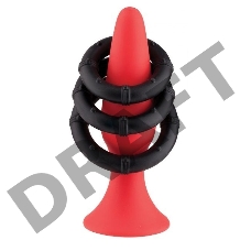 Набор из красного анального плага и 3 черных эрекционных колец