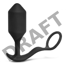 Черная анальная вибропробка с эрекционным кольцом Vibrating Snug & Tug XL