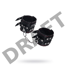 Наручники с двумя ремнями и чернои подкладкои Pecado BDSM, натуральная кожа, черные