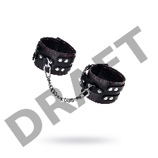 Оковы с двумя ремнями и чернои подкладкои Pecado BDSM, натуральная кожа, черные